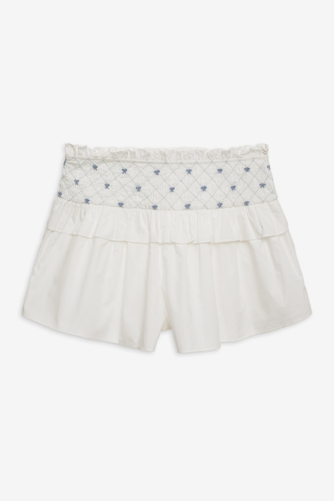 For Love and Lemons - Birdie Bow Smocked Short - White