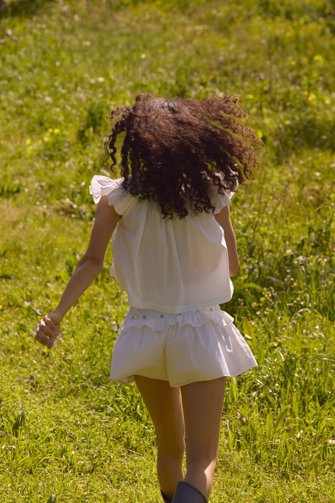 For Love and Lemons - Birdie Bow Smocked Short - White