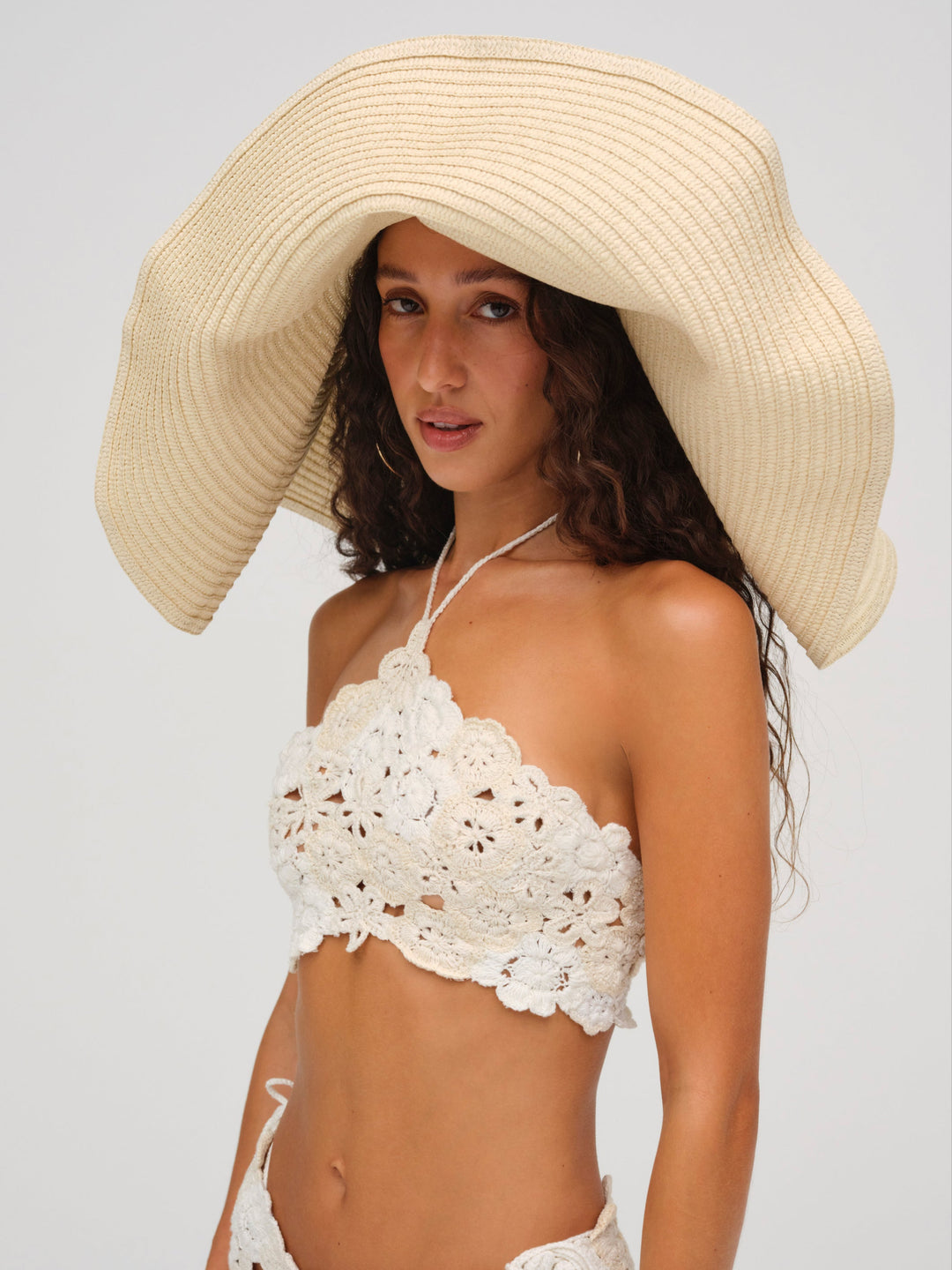 For Love and Lemons - Floral Crochet Coverup Top - White