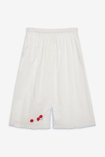 For Love and Lemons - Forget Me Not Embroidery Midi Skirt - White