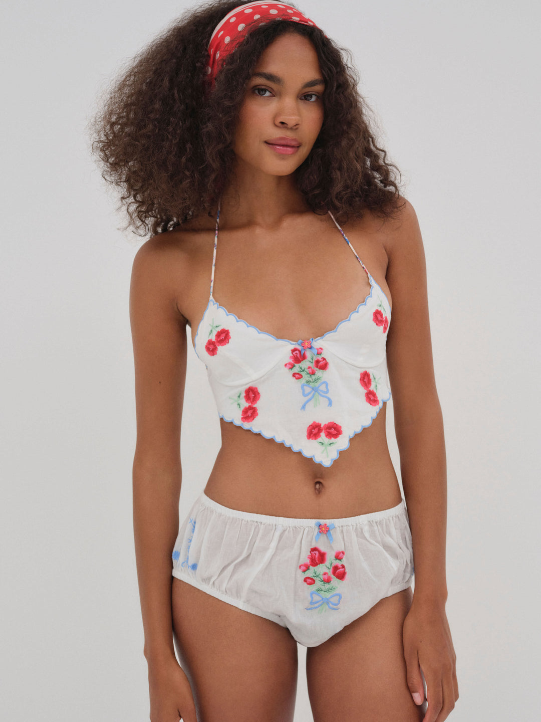For Love and Lemons - Forget Me Not Embroidery Bloomer Panty - White