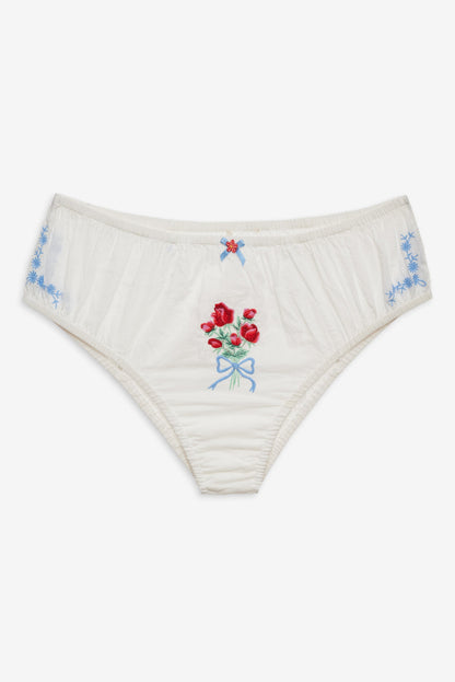 For Love and Lemons - Forget Me Not Embroidery Bloomer Panty - White
