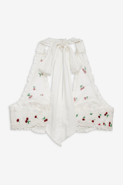 For Love and Lemons - Beaded Cherries Underwire Bra - Red