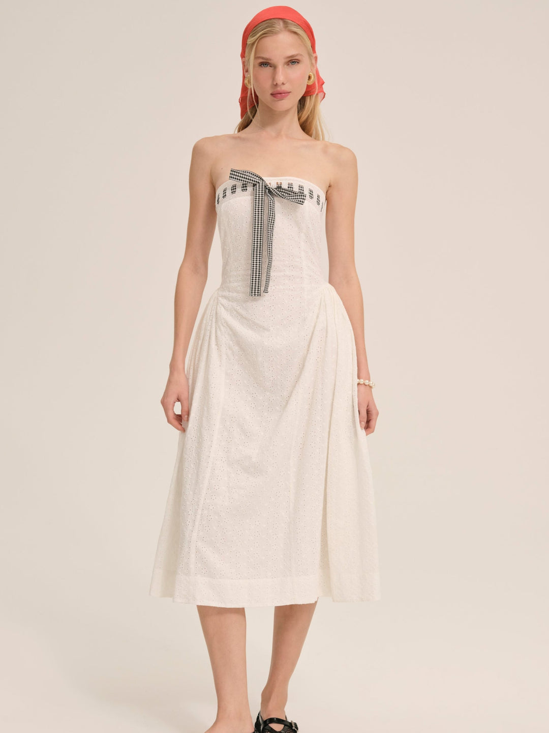 For Love and Lemons - Rosie Ribbon Midi Dress - White
