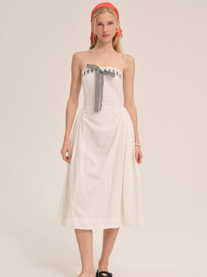 For Love and Lemons - Rosie Ribbon Midi Dress - White