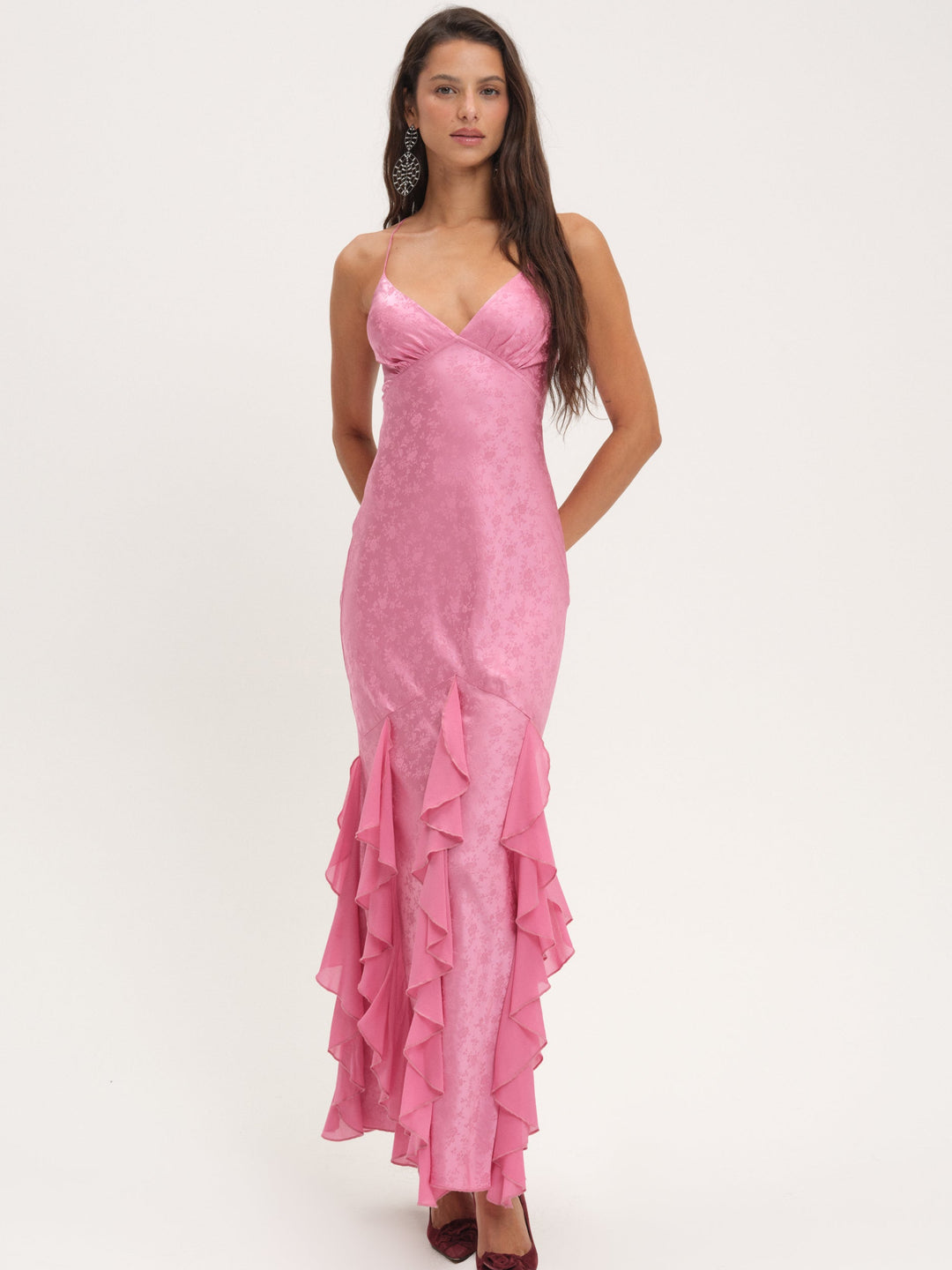 For Love and Lemons - Elea Silk Maxi Dress - Rose