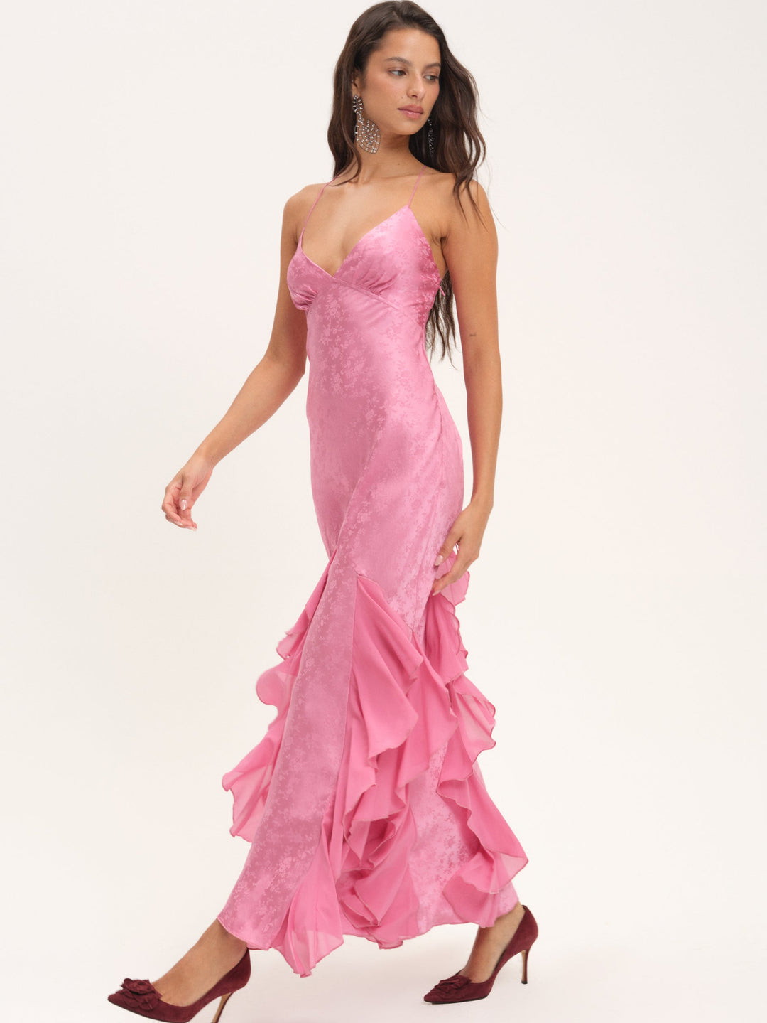For Love and Lemons - Elea Silk Maxi Dress - Rose