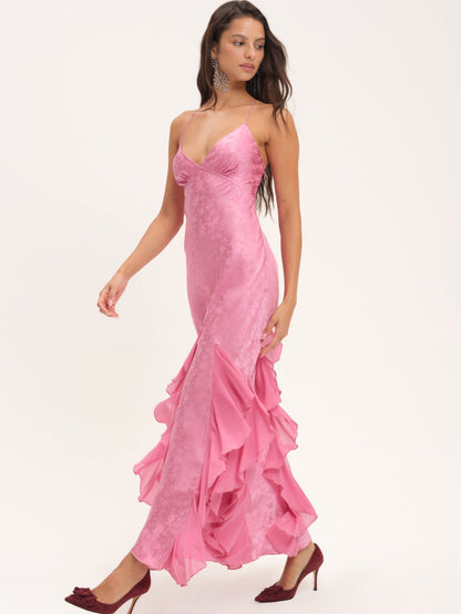 For Love and Lemons - Elea Silk Maxi Dress - Rose