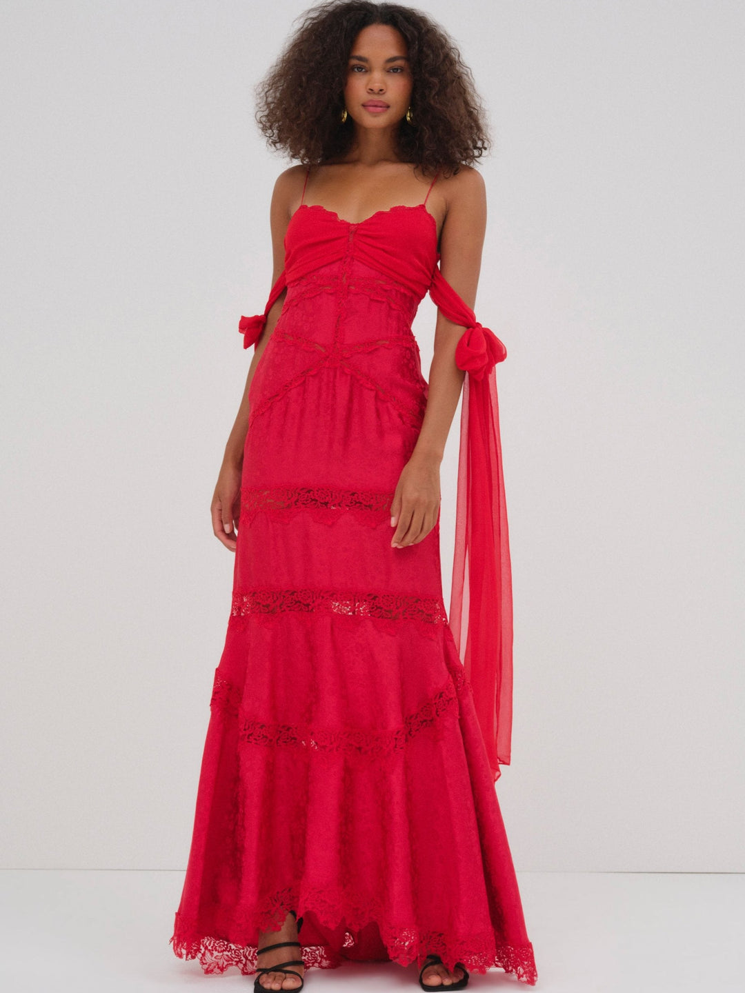 For Love and Lemons - Rita Lace Gown - Red