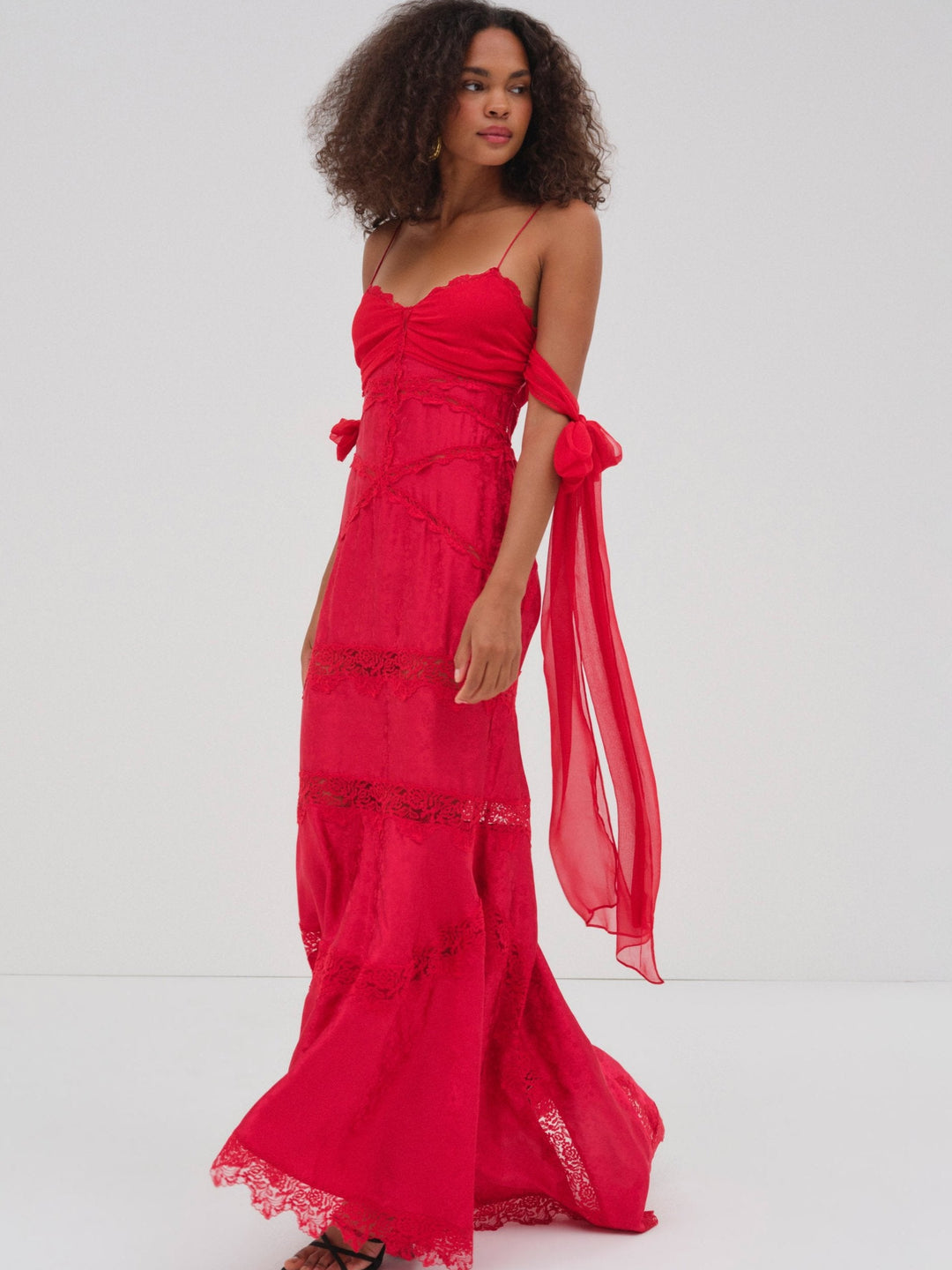 For Love and Lemons - Rita Lace Gown - Red