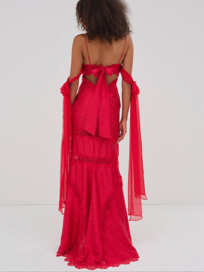 For Love and Lemons - Rita Lace Gown - Red