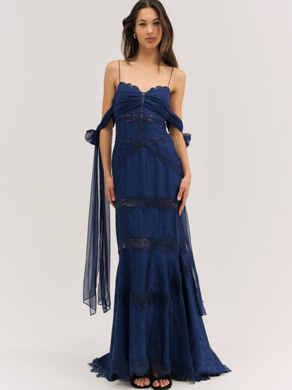 For Love and Lemons - Rita Lace Gown - Navy