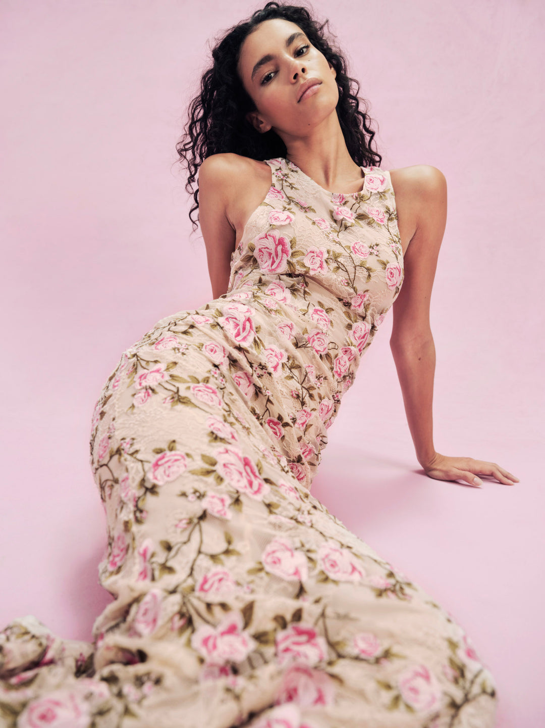 For Love and Lemons - Esme Rose Embroidered Gown - Pink