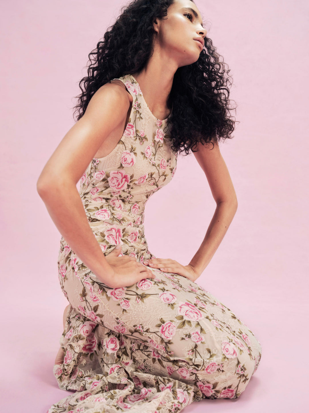 For Love and Lemons - Esme Rose Embroidered Gown - Pink