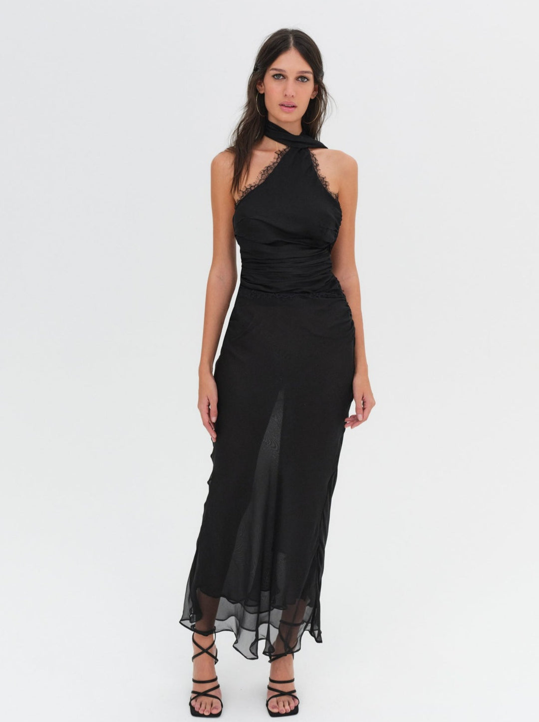 For Love and Lemons - Angela Chiffon Maxi Dress - Black