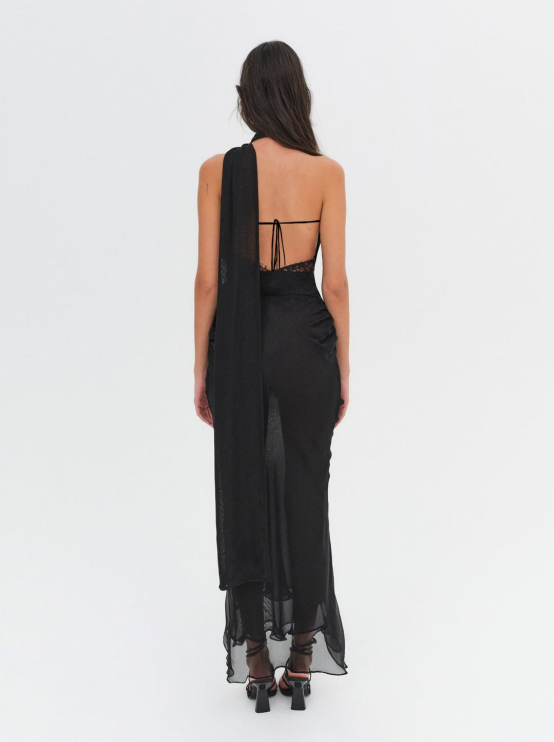 For Love and Lemons - Angela Chiffon Maxi Dress - Black