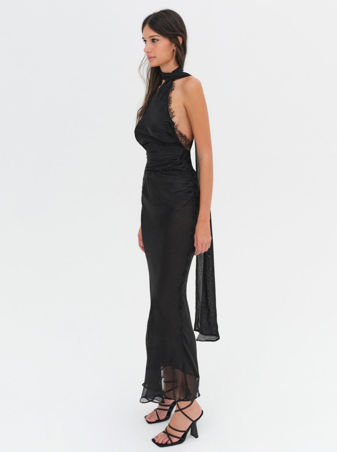 For Love and Lemons - Angela Chiffon Maxi Dress - Black