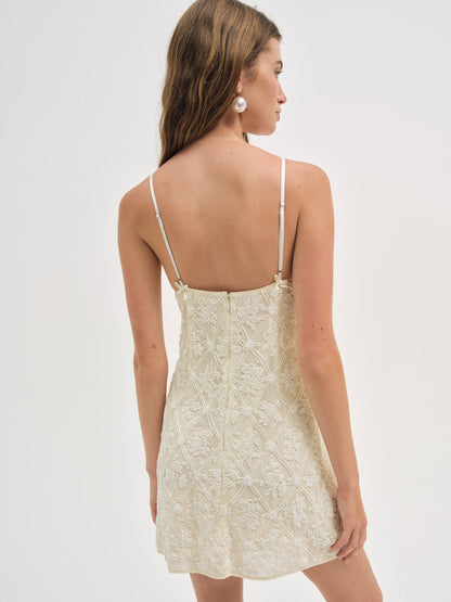 For Love and Lemons - Bridget Beaded Mini Dress - Cream