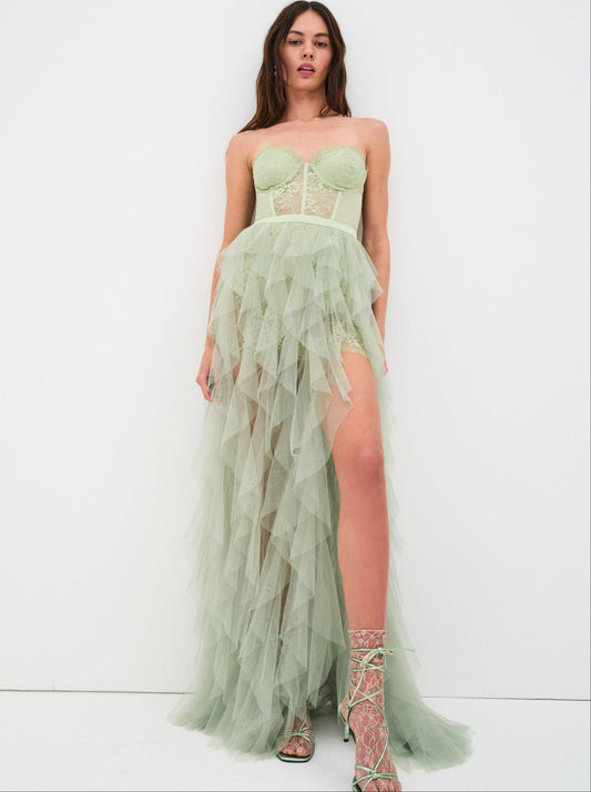 For Love and Lemons - Bustier Gown - Green