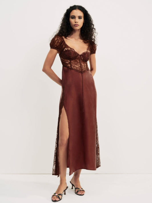 For Love and Lemons - Casey Maxi Dress - Rust
