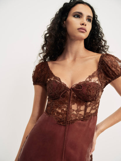 For Love and Lemons - Casey Maxi Dress - Rust