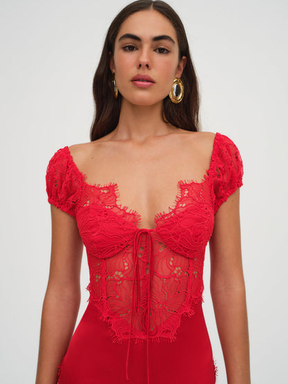 For Love and Lemons - Casey Maxi Dress - Red