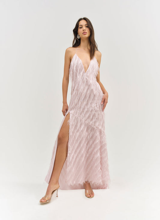 For Love and Lemons - Heidi Fringe Maxi Dress - Pink