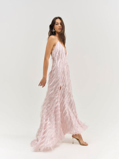 For Love and Lemons - Heidi Fringe Maxi Dress - Pink