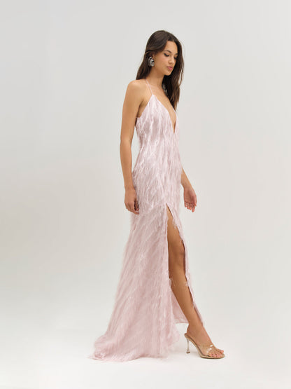 For Love and Lemons - Heidi Fringe Maxi Dress - Pink