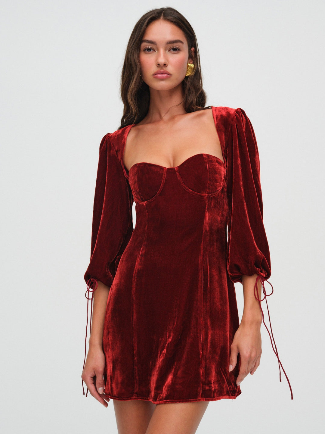 For Love and Lemons - Nadine Velvet Mini Dress - Red