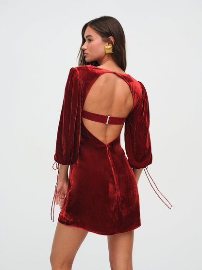 For Love and Lemons - Nadine Velvet Mini Dress - Red