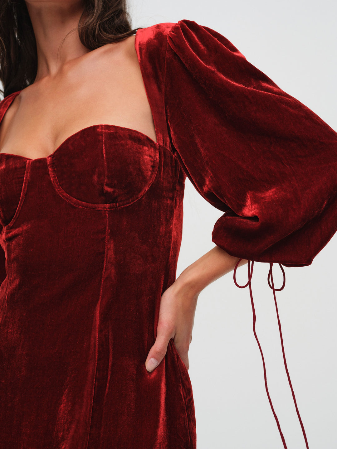For Love and Lemons - Nadine Velvet Mini Dress - Red
