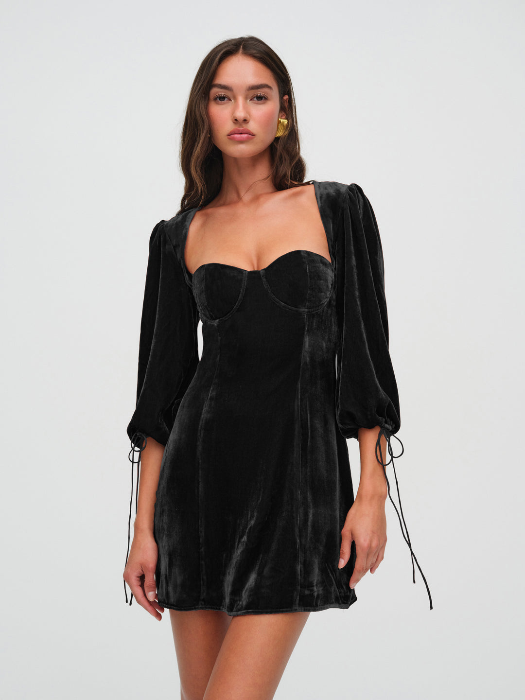 For Love and Lemons - Nadine Velvet Mini Dress - Black