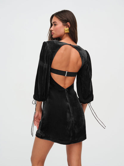 For Love and Lemons - Nadine Velvet Mini Dress - Black
