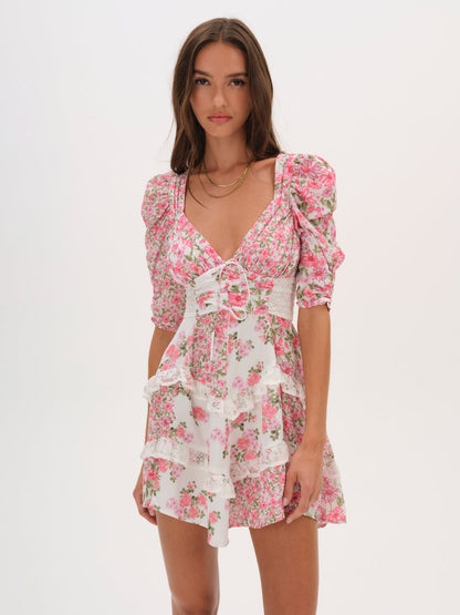 For Love and Lemons - Rosalyn Mini Dress - Pink