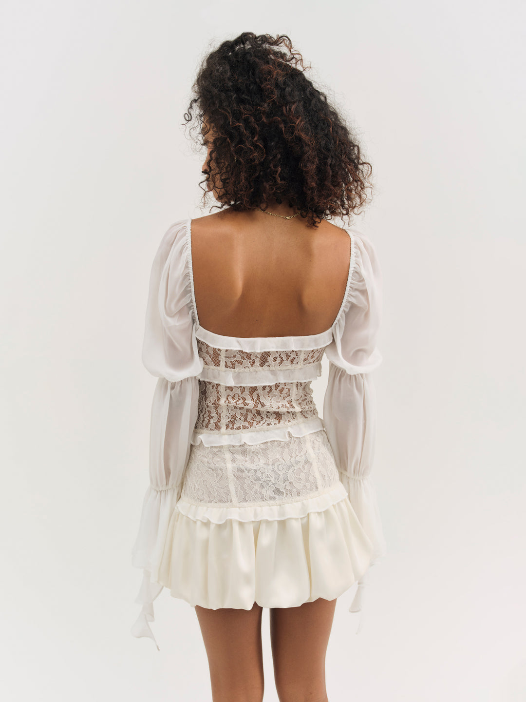 For Love and Lemons - Lea Lace Long Sleeve Mini Dress - Cream