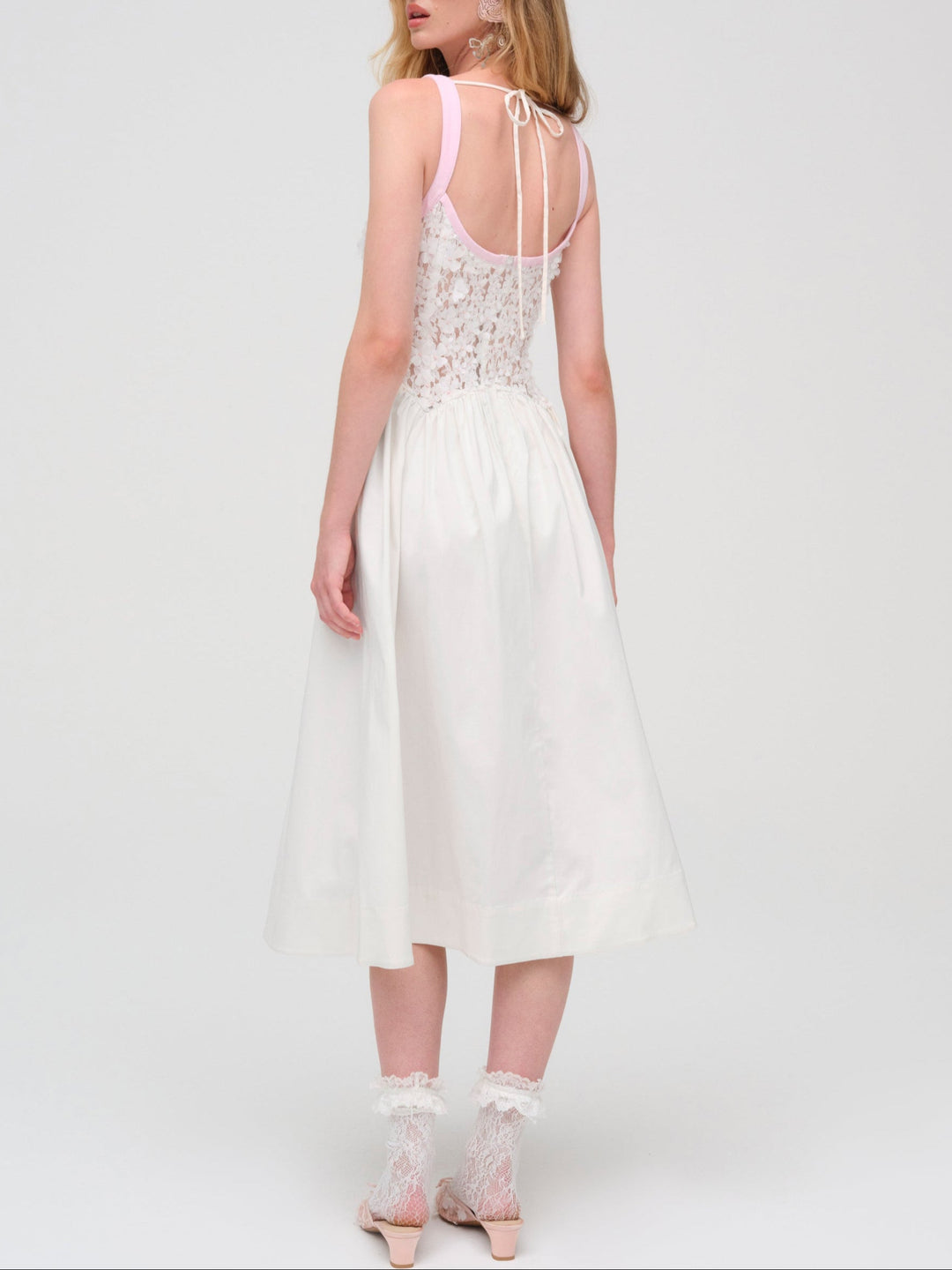 For Love and Lemons - Stacked Blossom Lace Midi Dress - White