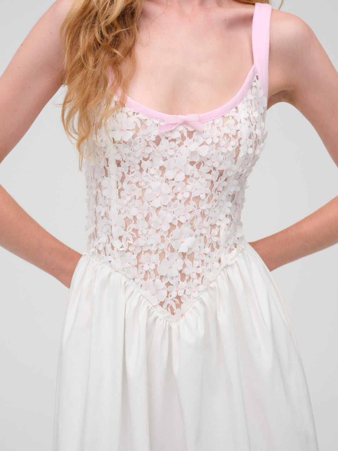 For Love and Lemons - Stacked Blossom Lace Midi Dress - White