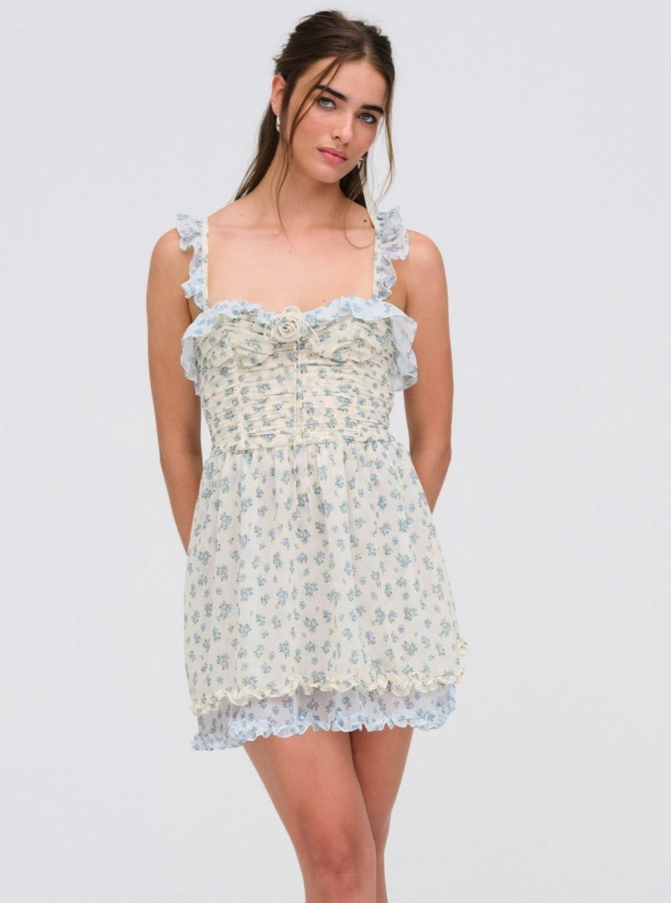 For Love and Lemons - Chateau Mini Dress - Blue
