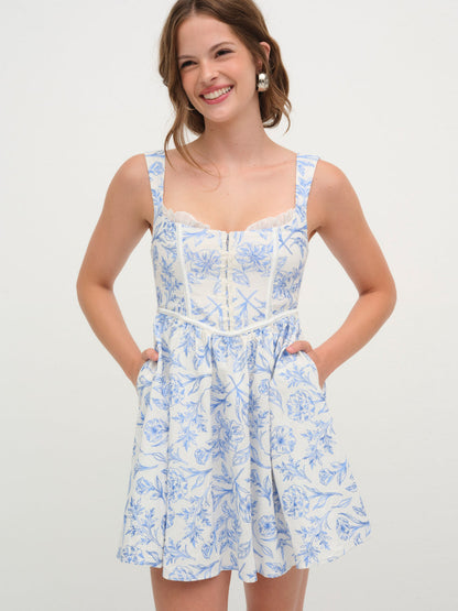 For Love and Lemons - Maisie Mini Dress - Blue