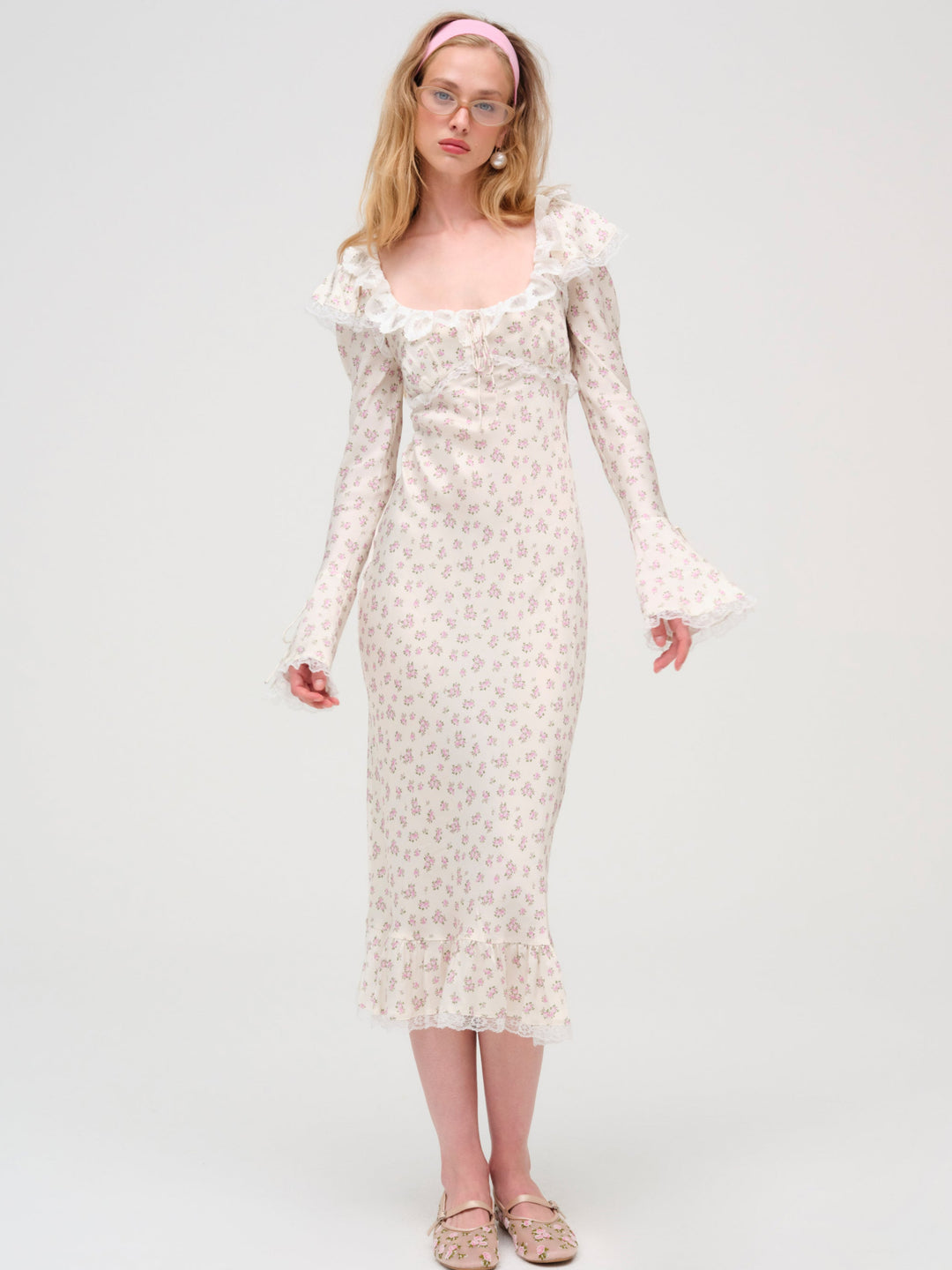 For Love and Lemons - Pastel Fields Midi Dress - Cream