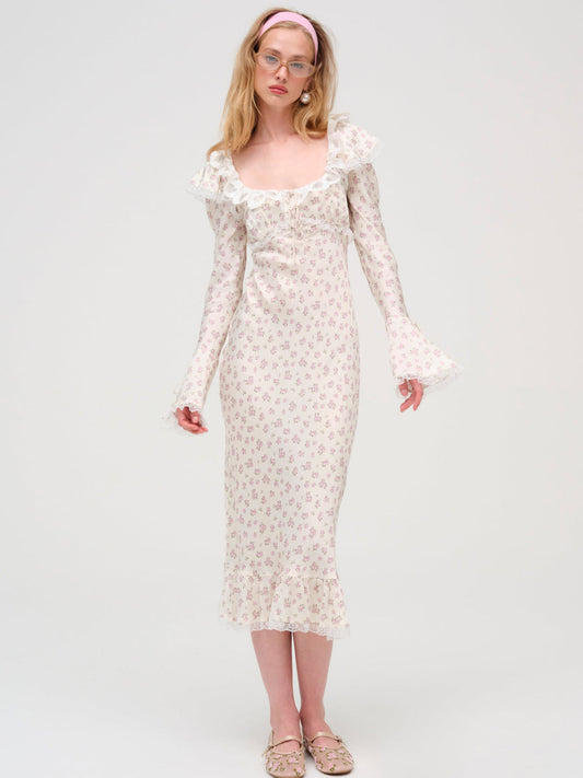 For Love and Lemons - Pastel Fields Midi Dress - Cream