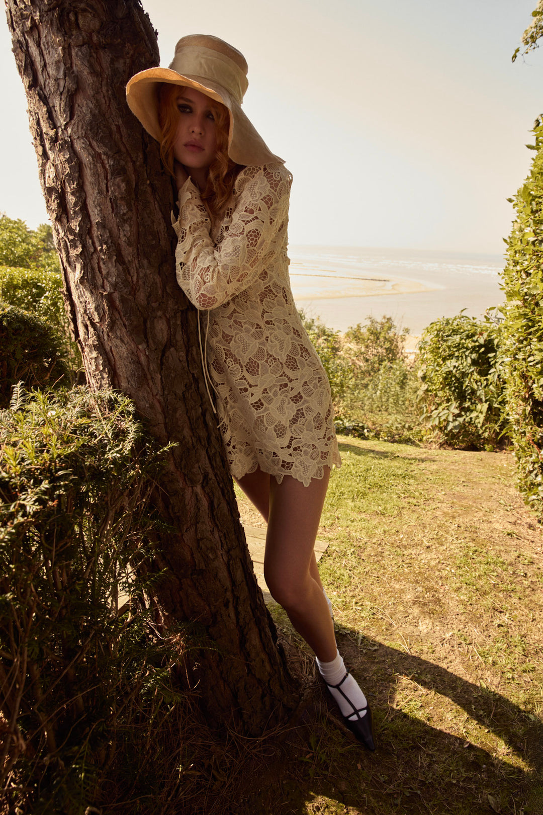 For Love and Lemons - Coco Lace Long Sleeve Mini Dress - Cream
