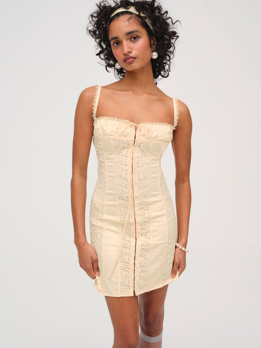 For Love and Lemons - Lucy Lace Mini Dress - Buttercream