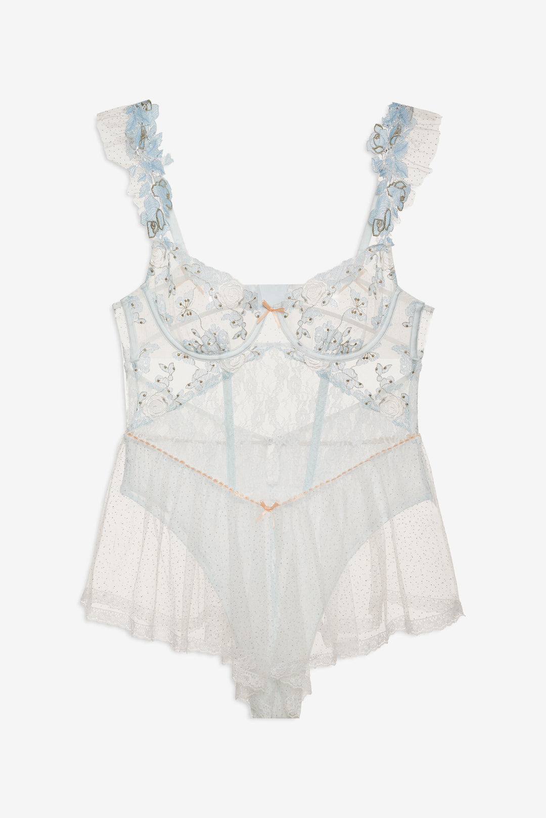 For Love and Lemons - Winter Roses Romper - Blue