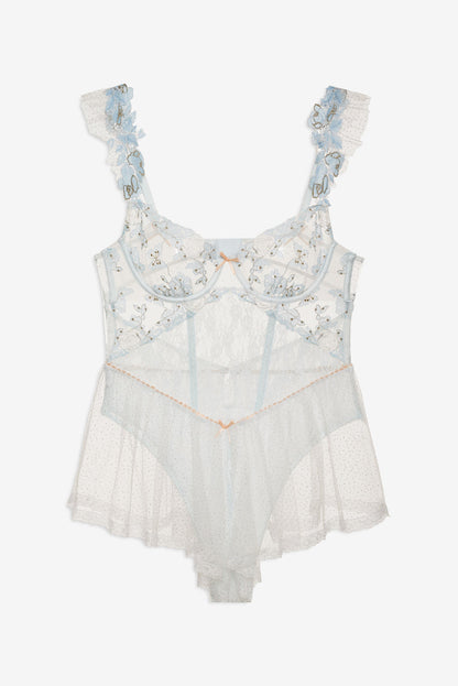 For Love and Lemons - Winter Roses Romper - Blue
