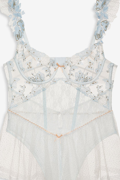 For Love and Lemons - Winter Roses Romper - Blue
