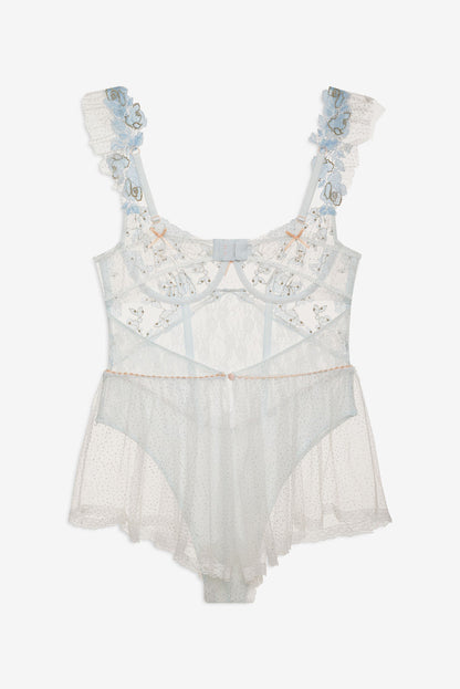 For Love and Lemons - Winter Roses Romper - Blue