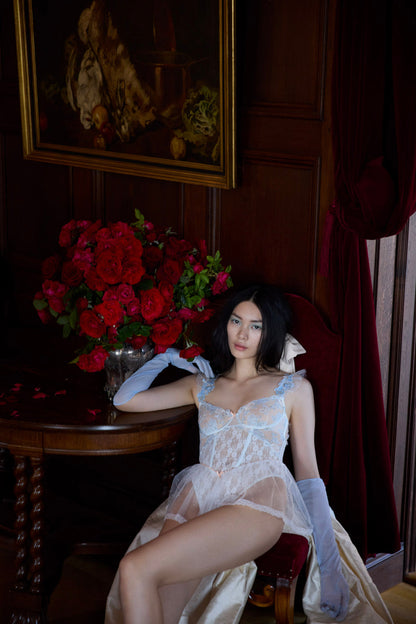 For Love and Lemons - Winter Roses Romper - Blue