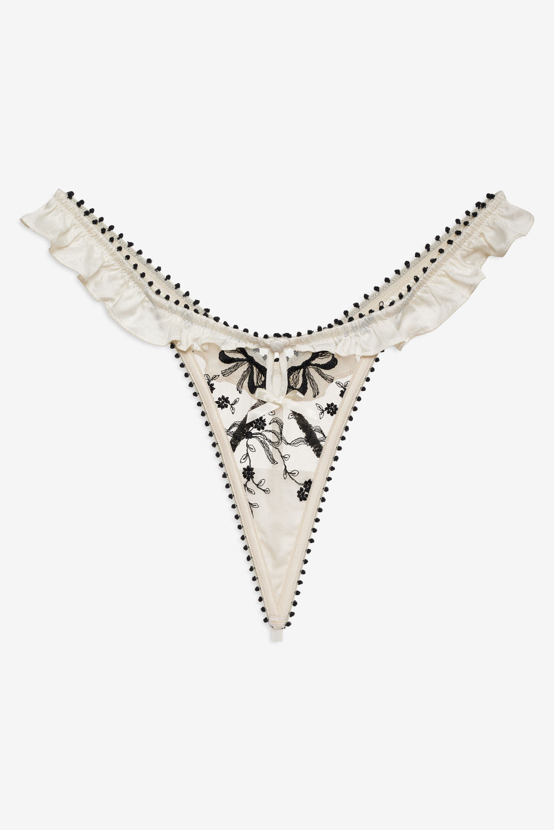 For Love and Lemons - Bow Time Thong Panty - Cream